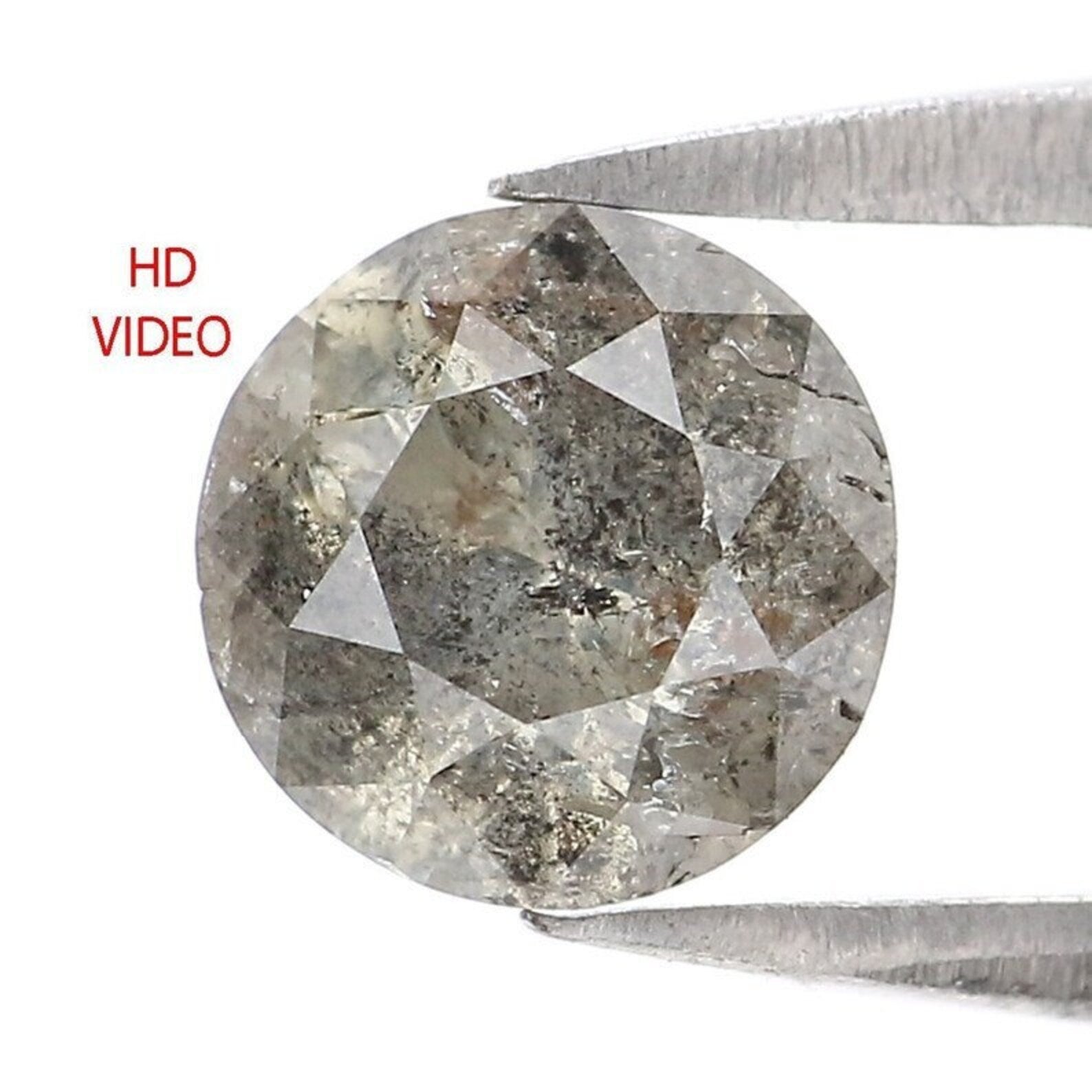 1.04 CT Natural Loose Round Diamond Salt And Pepper Round Diamond 6.20 MM Natural Loose Black Grey Color Round Brilliant Cut Diamond QN2192