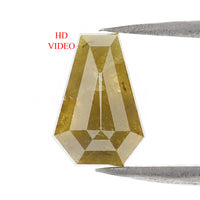 Natural Loose Coffin Diamond, Yellow Color Coffin Diamond Natural Loose Diamond Coffin Rose Cut Diamond 1.95 CT Coffin Shape Diamond KDL9830