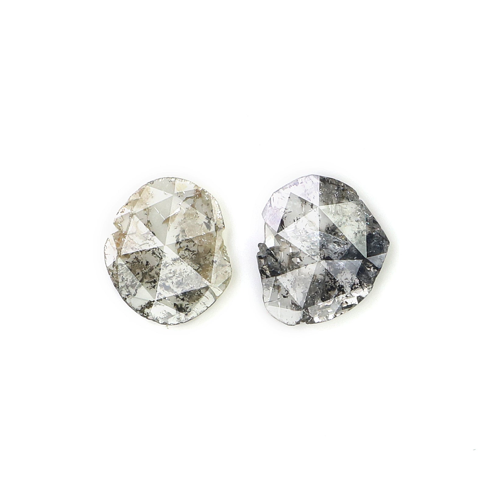 0.86 CT Natural Loose Slice Shape Diamond Salt And Pepper Uncut Diamond 7.80 MM Natural Black Grey Color Slice Irregular Cut Diamond N2650