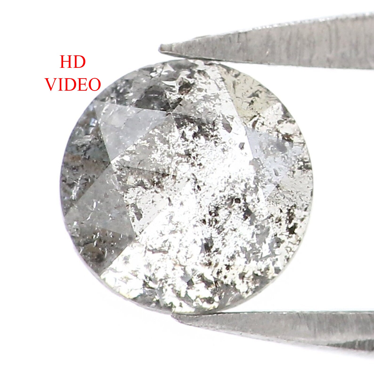 Natural Loose Round Rose Cut Salt And Pepper Diamond Black Grey Color 0.40 CT 4.95 MM Rose Cut Shape Diamond L2008