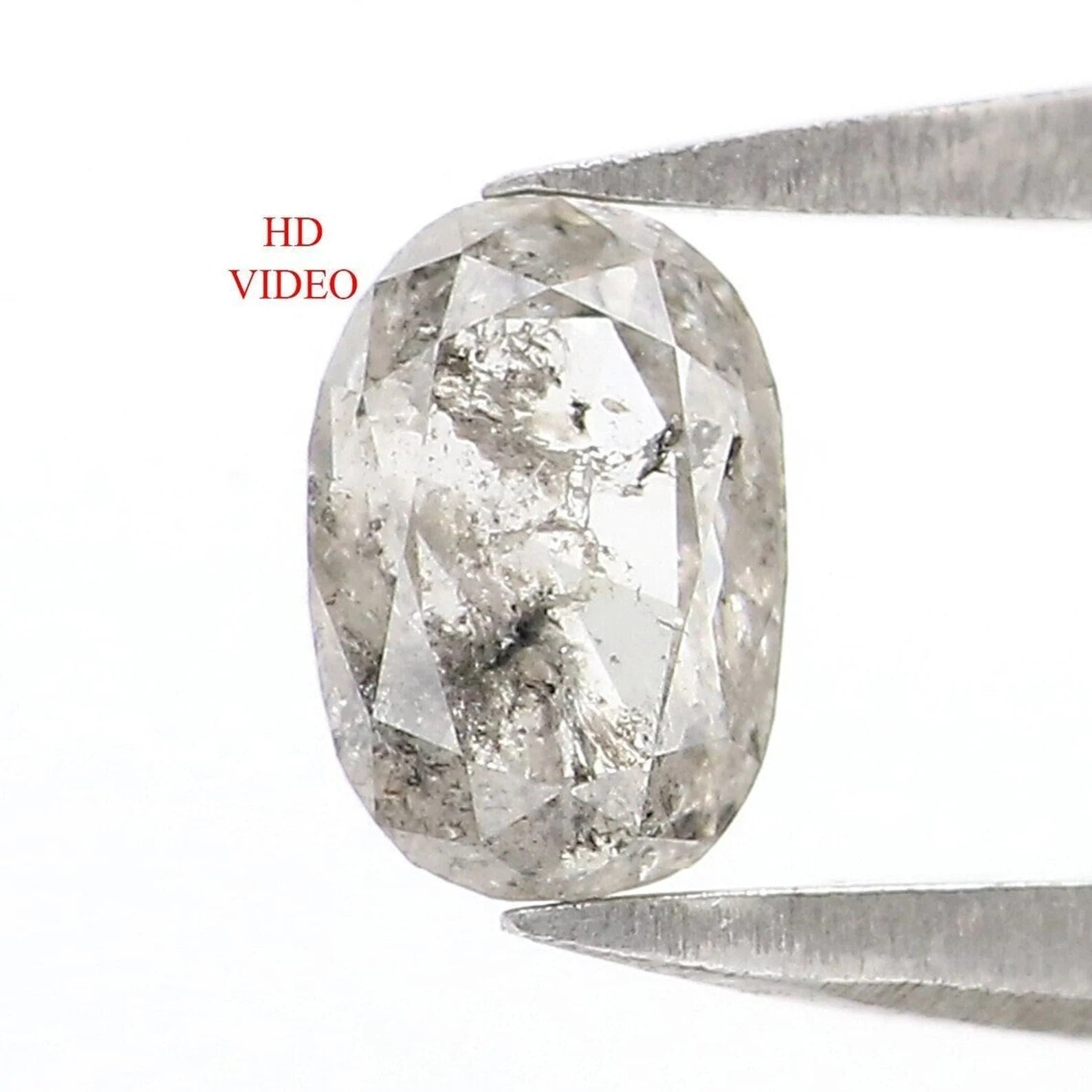 0.49 CT Natural Loose Oval Diamond Salt And Pepper Oval Diamond 5.50 MM Natural Loose Diamond Black Grey Color Oval Rose Cut Diamond NQ7693