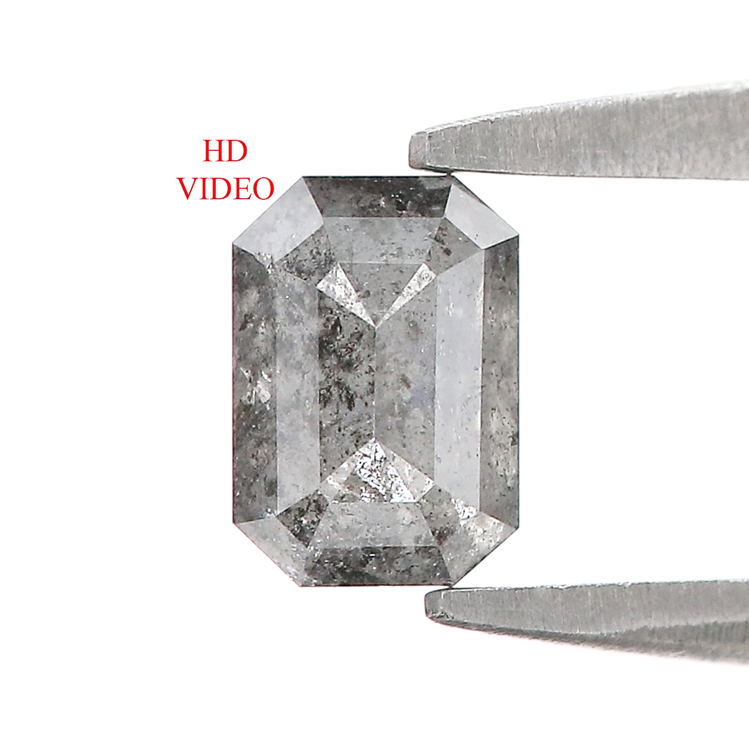 0.56 CT Natural Loose Emerald Shape Diamond Salt And Pepper Emerald Diamond 5.50 MM Natural Black Grey Color Emerald Rose Cut Diamond LQ1028