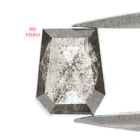 Natural Loose Coffin Salt And Pepper Diamond Black Grey Color 0.38 CT 4.70 MM Coffin Shape Rose Cut Diamond L8819