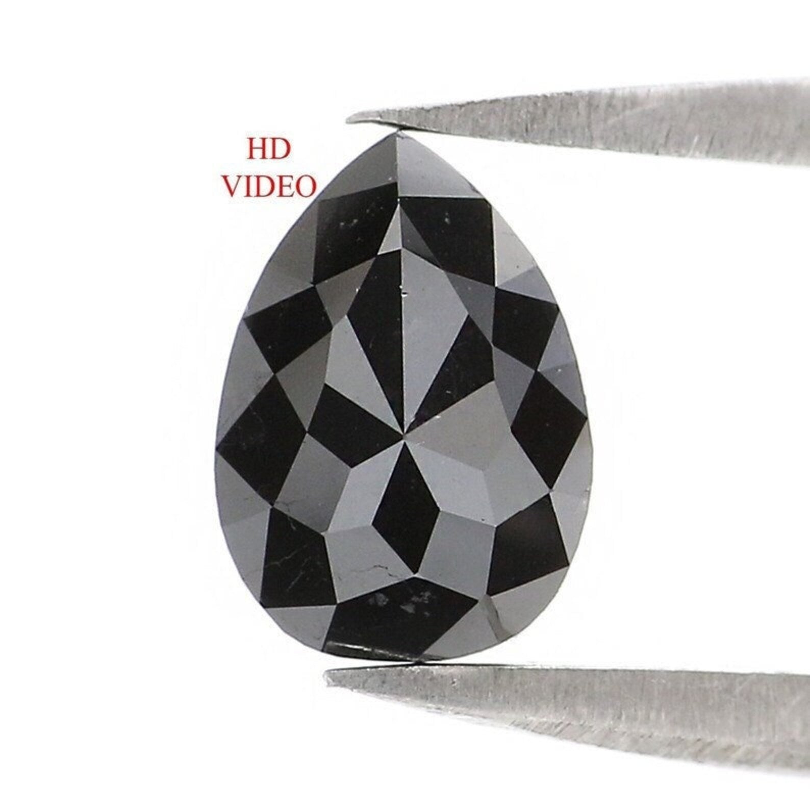 0.87 CT Natural Loose Pear Shape Diamond Black Color Pear Cut Diamond 7.15 MM Natural Loose Diamond Black Color Pear Rose Cut Diamond NQ108