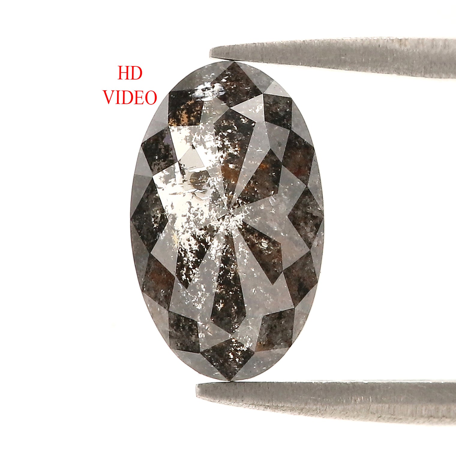 2.60 CT Natural Loose Oval Shape Diamond Salt And Pepper Oval Diamond 11.70 MM Natural Loose Black Grey Color Oval Rose Cut Diamond L3406