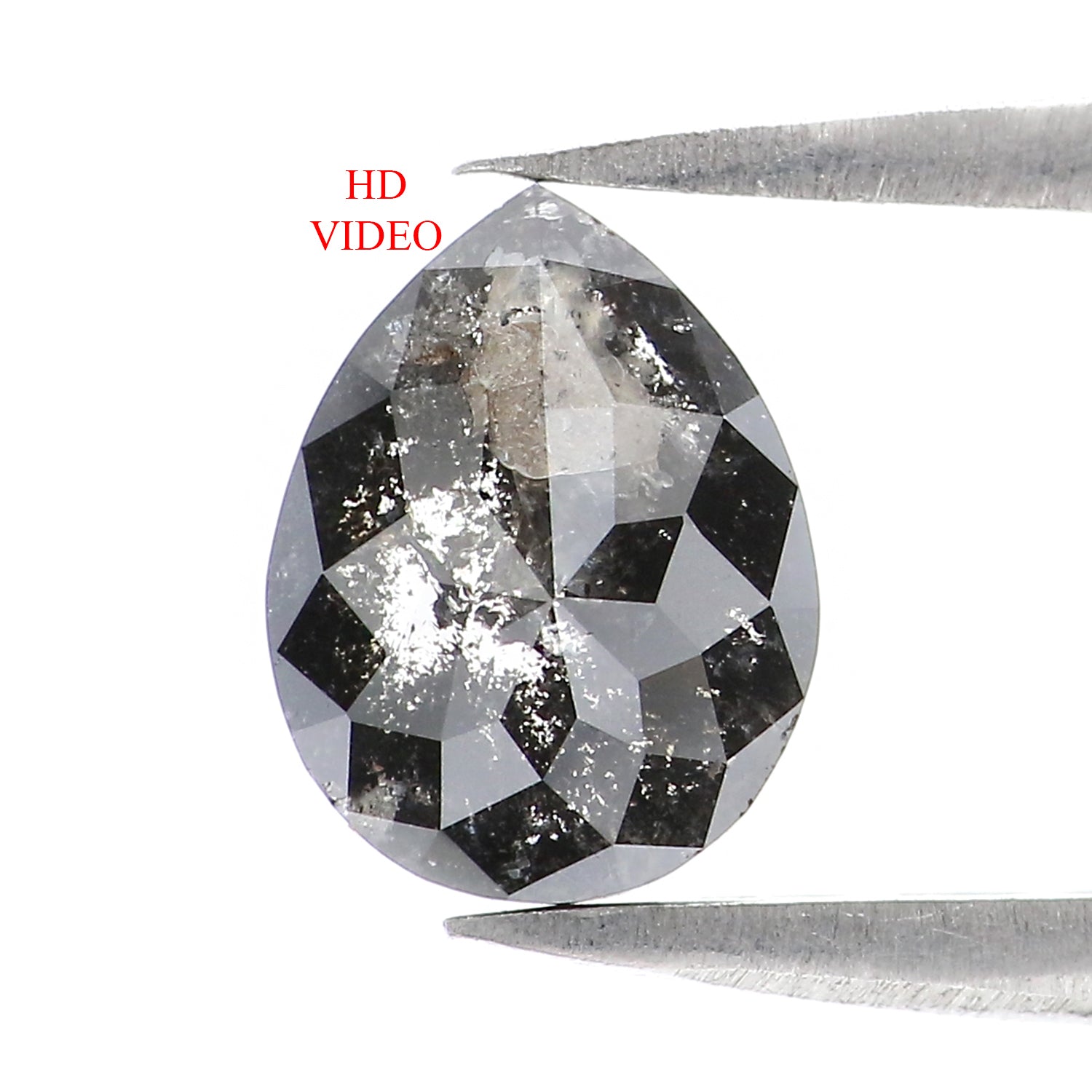 1.02 CT Natural Loose Pear Shape Diamond Salt And Pepper Pear Rose Cut Diamond 7.95 MM Black Grey Color Pear Shape Rose Cut Diamond LQ3002