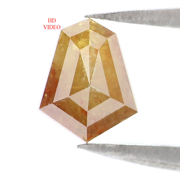 Natural Loose Shield Diamond, Yellow Color Shield Diamond Natural Loose Diamond, Shield Rose Cut Diamond, 0.87 CT Shield Shape Diamond L9655