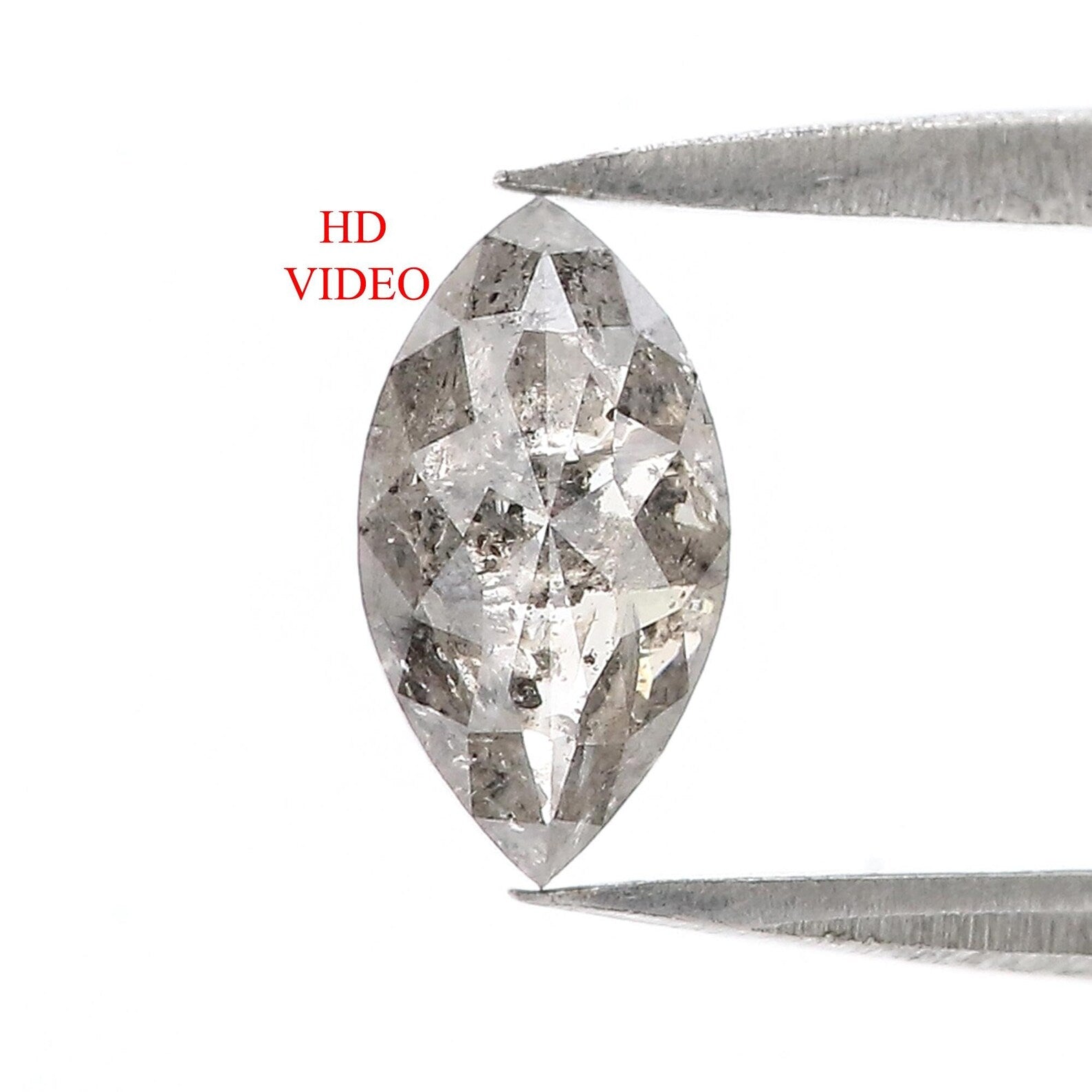 0.83 CT Natural Loose Marquise Diamond Salt And Pepper Marquise Diamond 8.50 MM Natural Black Grey Color Marquise Rose Cut Diamond QN9798