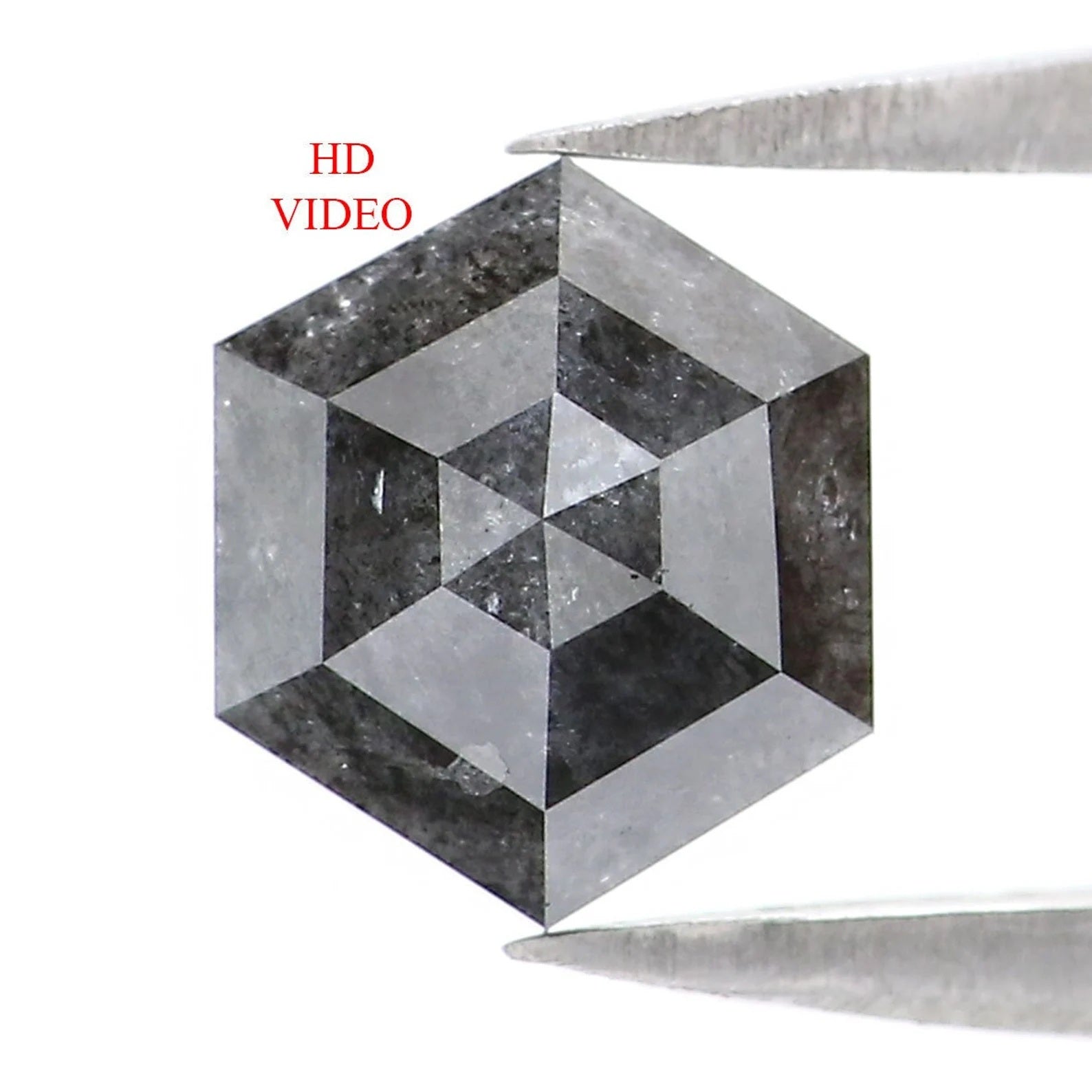 1.00 CT Natural Loose Hexagon Shape Diamond Salt And Pepper Hexagon Diamond 7.05 MM Natural Loose Diamond Hexagon Rose Cut Diamond NQ2027