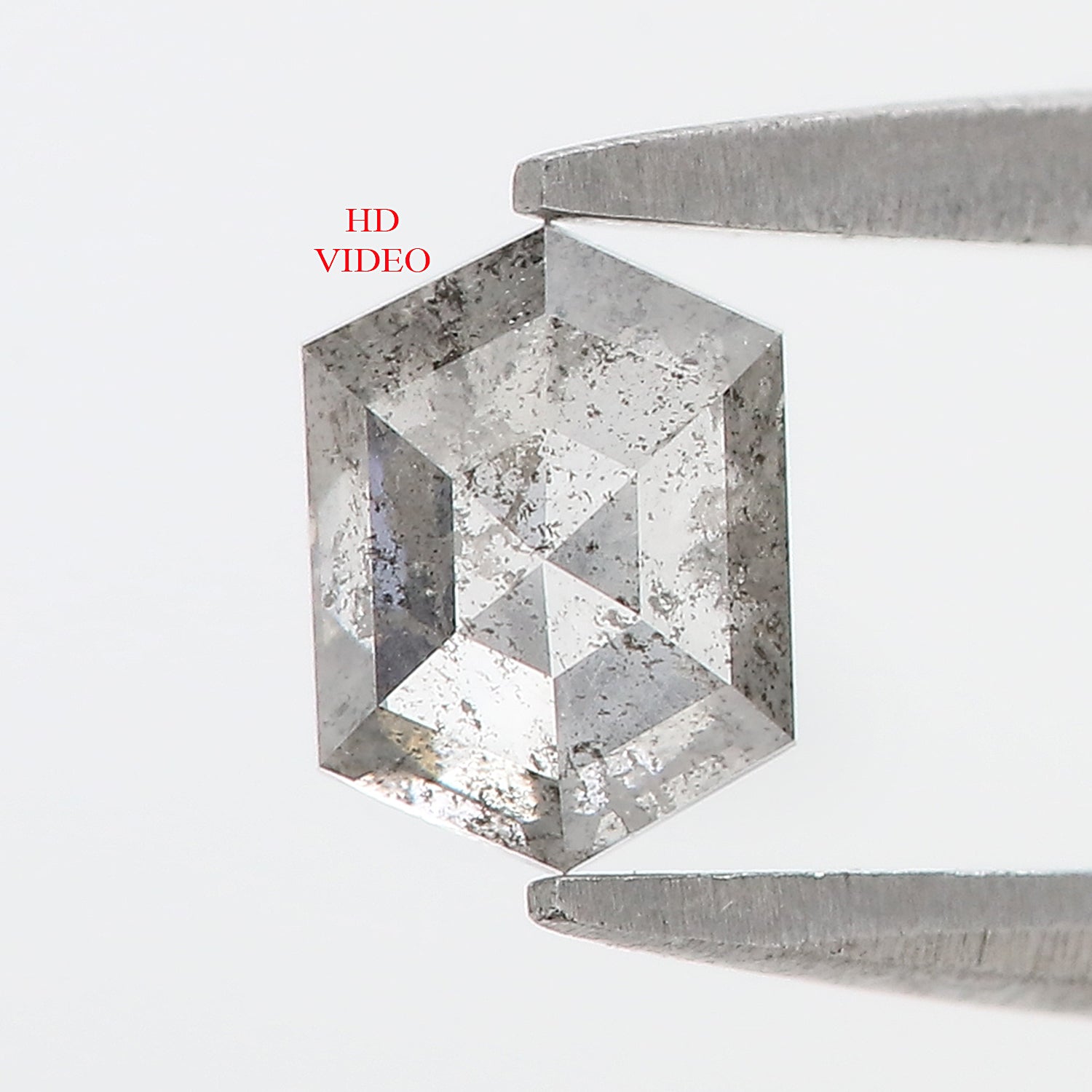 0.67 CT Natural Loose Hexagon Shape Diamond Salt And Pepper Hexagon Cut Diamond 6.05 MM Natural Black Grey Hexagon Rose Cut Diamond LQ1456