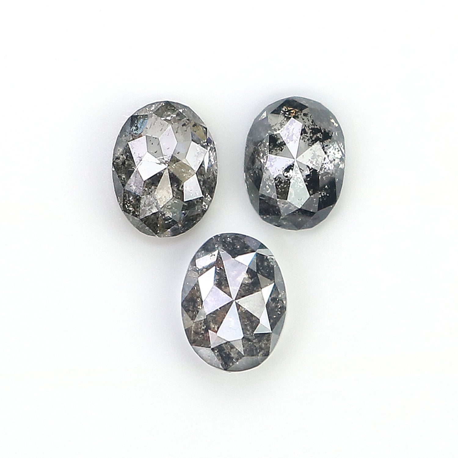 0.73 CT Natural Loose Oval Shape Diamond Salt And Pepper Oval Cut Diamond 4.25 MM Natural Black Grey Color Oval Rose Cut Diamond LQ2776