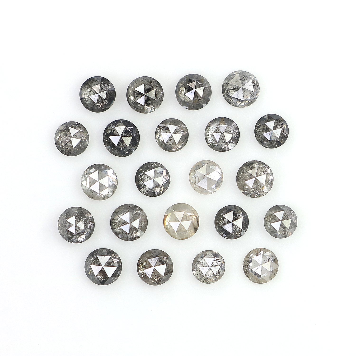1.34 Ct Natural Loose Round Rose Cut Diamond Salt And Pepper Round Shape Diamond 2.10 MM Natural Black Grey Round Rose Cut Diamond LQ2771