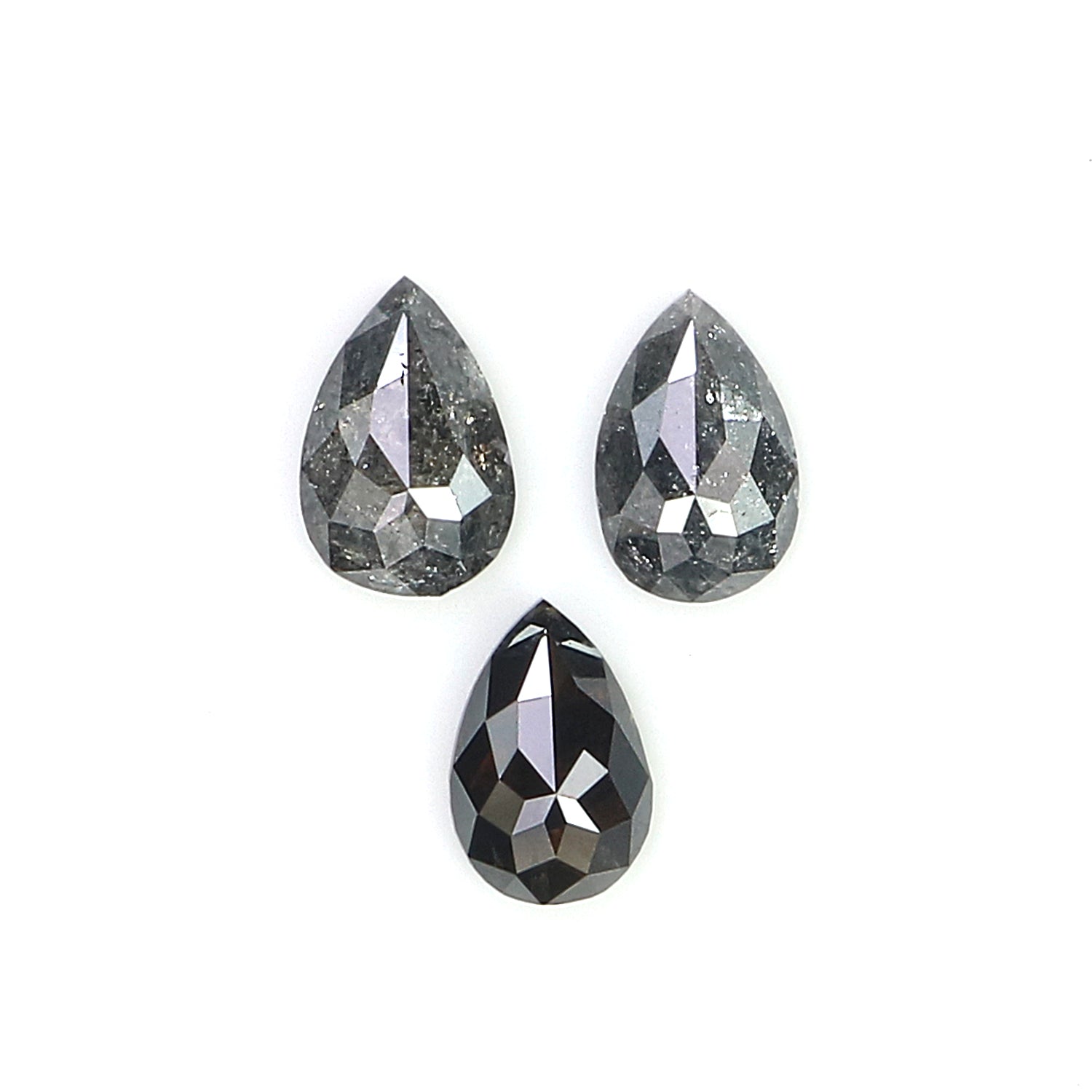 0.57 CT Natural Loose Pear Shape Diamond Salt And Pepper Pear Cut Diamond 4.75 MM Natural Black Grey Color Pear Rose Cut Diamond KQ2690
