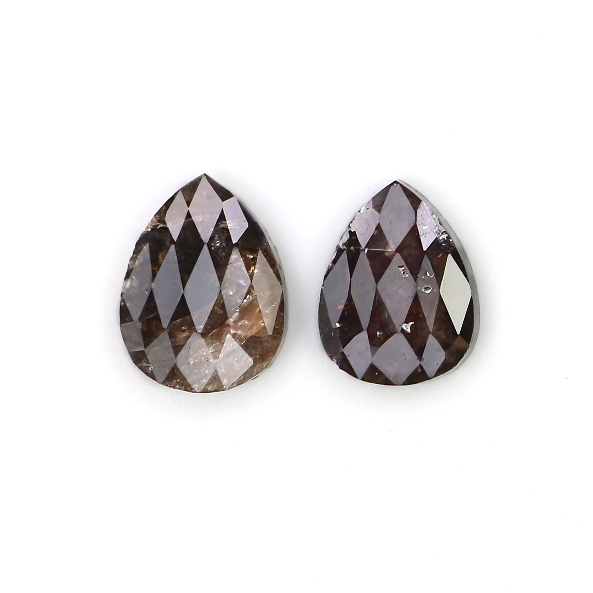 2.20 CT Natural Loose Pear Cut Pair Diamond Brown Color Pear Shape Diamond 8.30 MM Natural Loose Brown Color Pear Rose Cut Diamond LQ3171