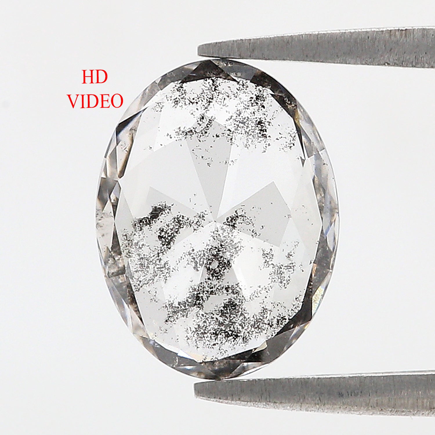 2.29 CT Oval Rose Cut Salt And Pepper Lab Grown 11.70 MM Loose Diamond CVD Fancy Black Grey Color Lab Created Antique Shape Diamonds L3525