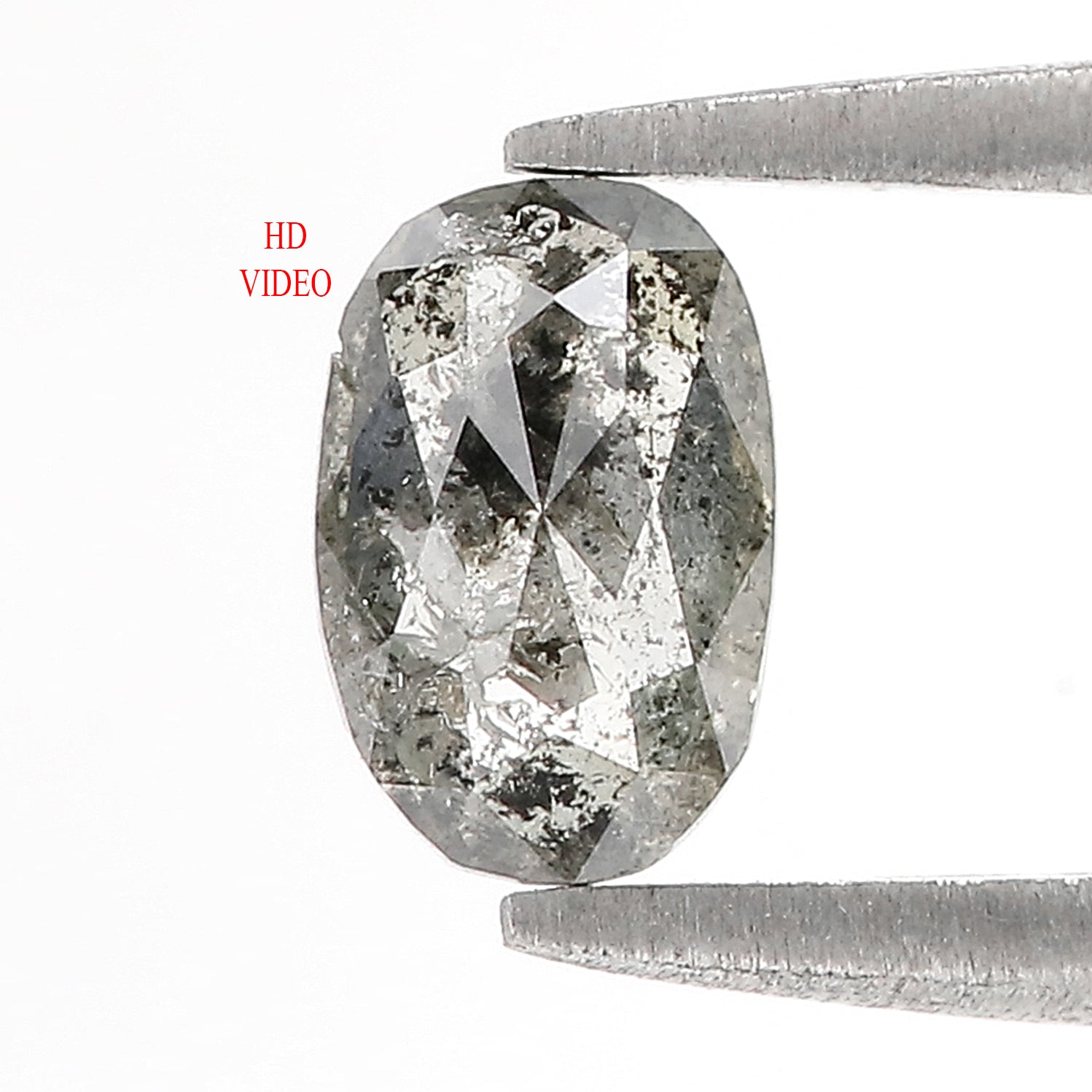 0.67 Ct Natural Loose Oval Shape Diamond Salt And Pepper Oval Diamond 6.95 MM Natural Loose Black Grey Color Oval Rose Cut Diamond KQ2272