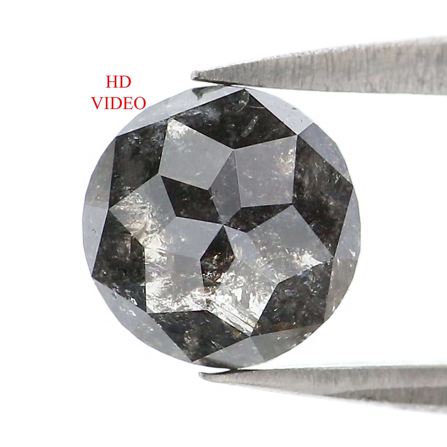 1.17 Ct Natural Loose Round Rose Cut Diamond Salt And Pepper Round Shape Diamond 6.60 MM Natural Black Grey Round Rose Cut Diamond KQ2718