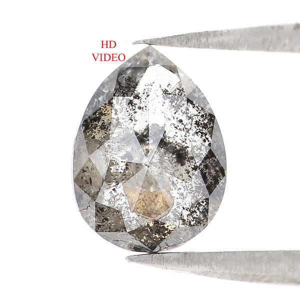 1.09 CT Natural Loose Pear Diamond Salt And Pepper Pear Diamond Natural Loose Diamond 8.00 MM Pear Rose Cut Diamond Pear Cut Diamond LQ3005