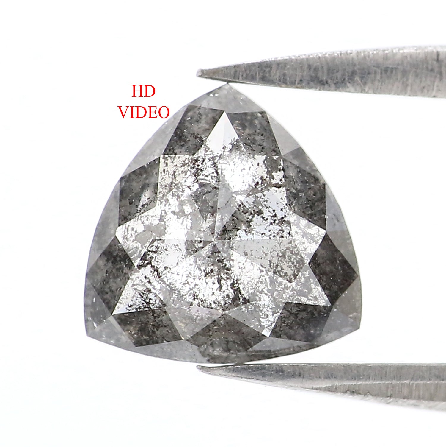 1.12 CT Natural Loose Triangle Shape Diamond Salt And Pepper Triangle Cut Diamond 7.45 MM Black Grey Color Triangle Rose Cut Diamond QL2923