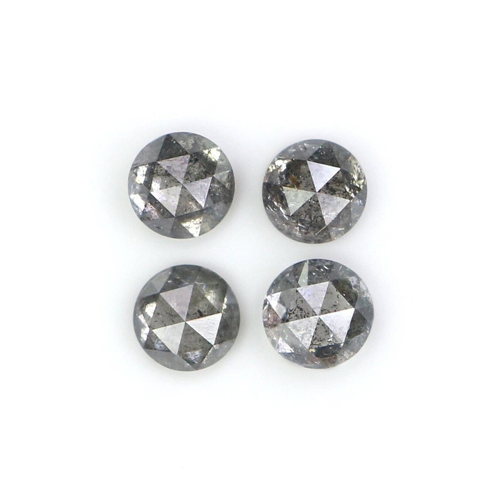 0.98 CT Natural Loose Round Rose Cut Diamond Salt And Pepper Round Diamond 3.65 MM Natural Black Grey Color Round Rose Cut Diamond NQ2317