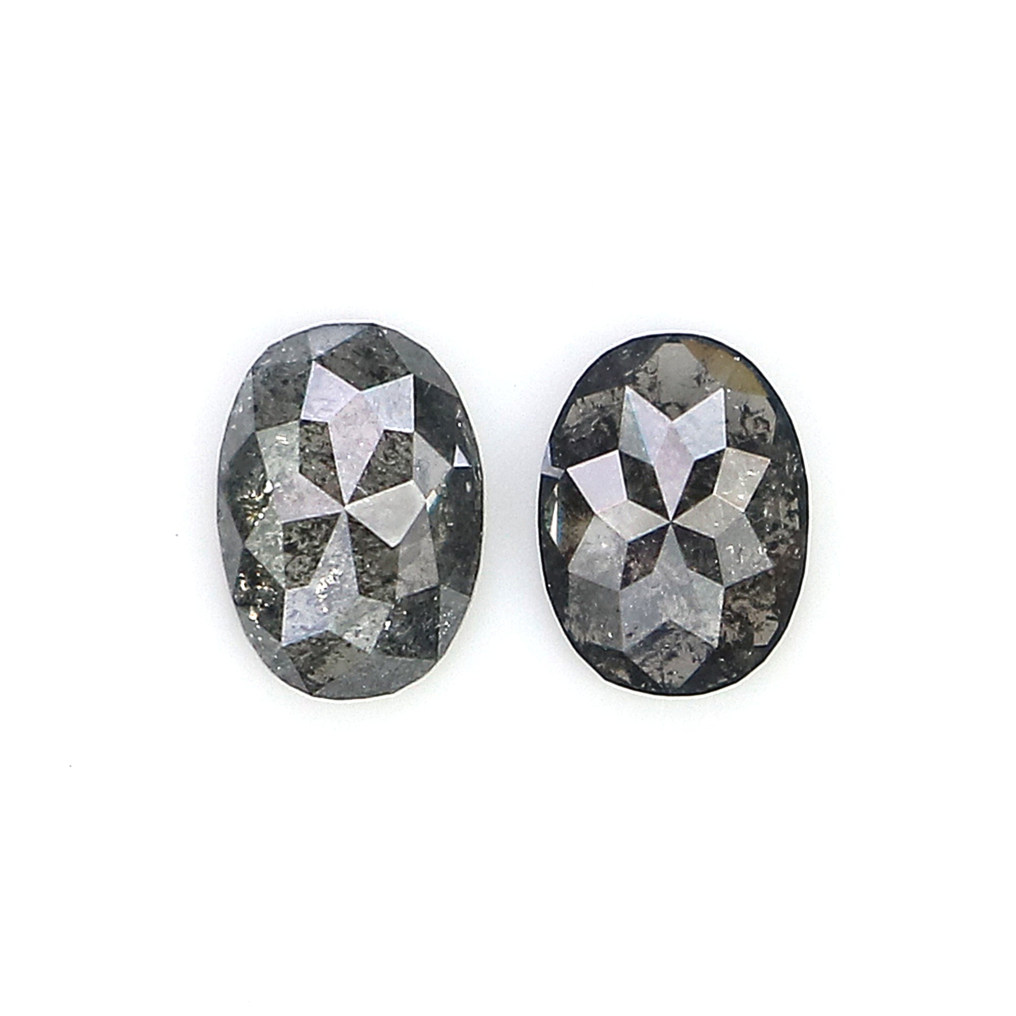 0.38 CT Natural Loose Oval Cut Pair Diamond Salt And Pepper Oval Shape Diamond 4.55 MM Natural Black Grey Color Oval Rose Cut Diamond LQ2758