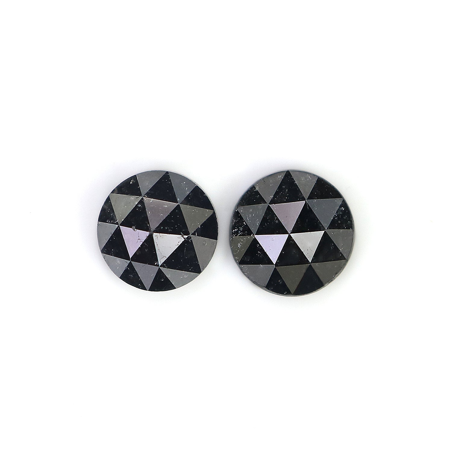 3.01 CT Natural Loose Round Rose Cut Pair Diamond Black Color Round Shape Diamond 6.95 MM Natural Black Color Round Rose Cut Diamond LQ1691