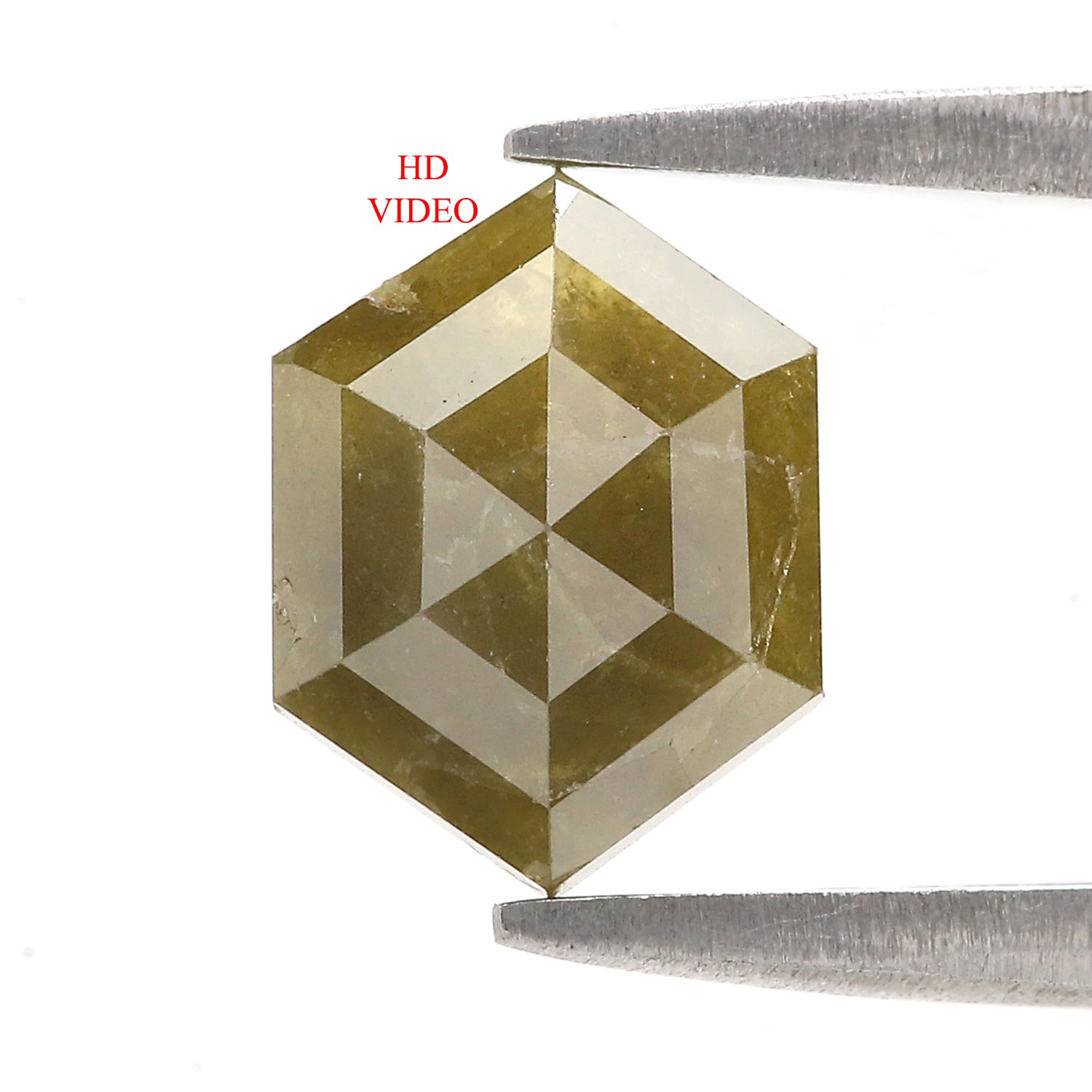Natural Hexagon Cut Green Color Diamond 2.07 CT Loose Hexagon Rose Cut Green Stone 9.40 MM Rustic Diamond For Custom Engagement Ring L3646