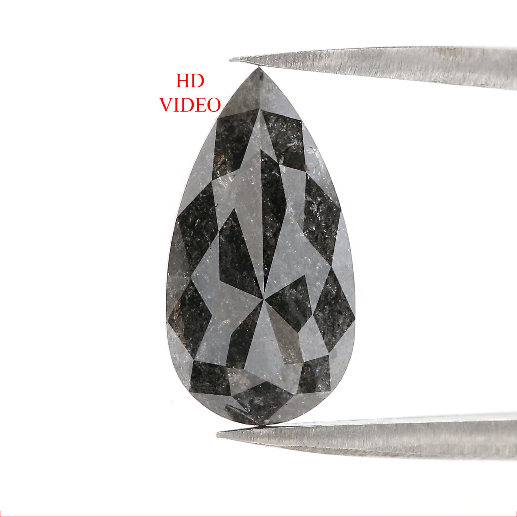 3.11 CT Natural Loose Pear Shape Diamond Salt And Pepper Pear Rose Cut Diamond 13.70 MM Black Grey Color Pear Rose Cut Diamond LQ3045