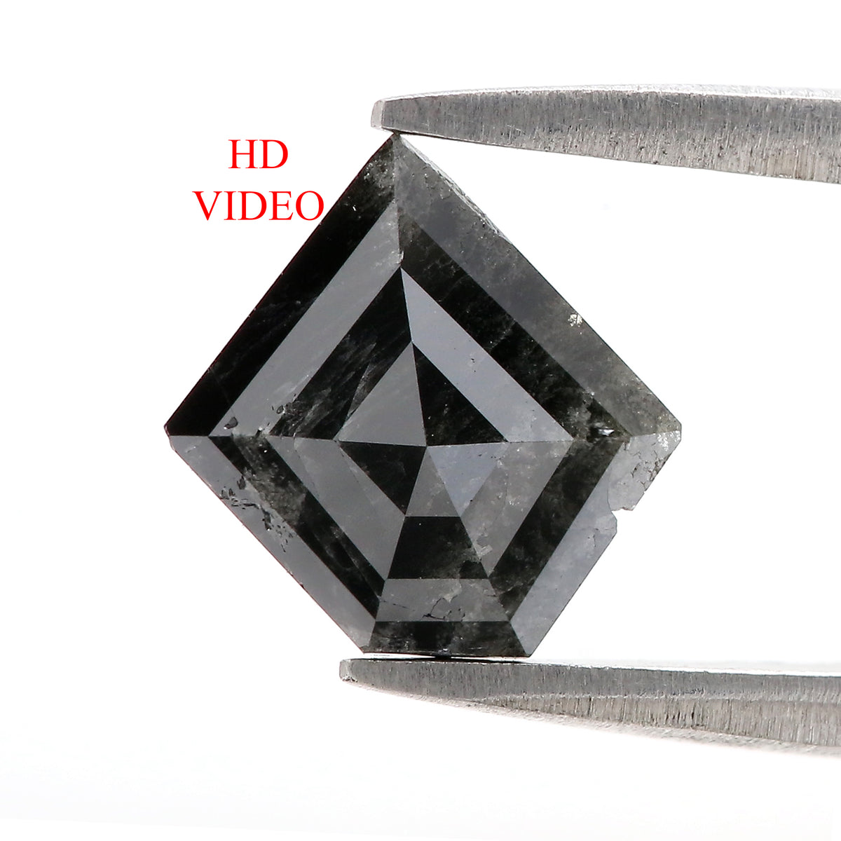 Natural Loose Diamond Shield Black Grey Salt And Pepper Color I3 Clarity 9.20 MM 1.59 Ct KR1267