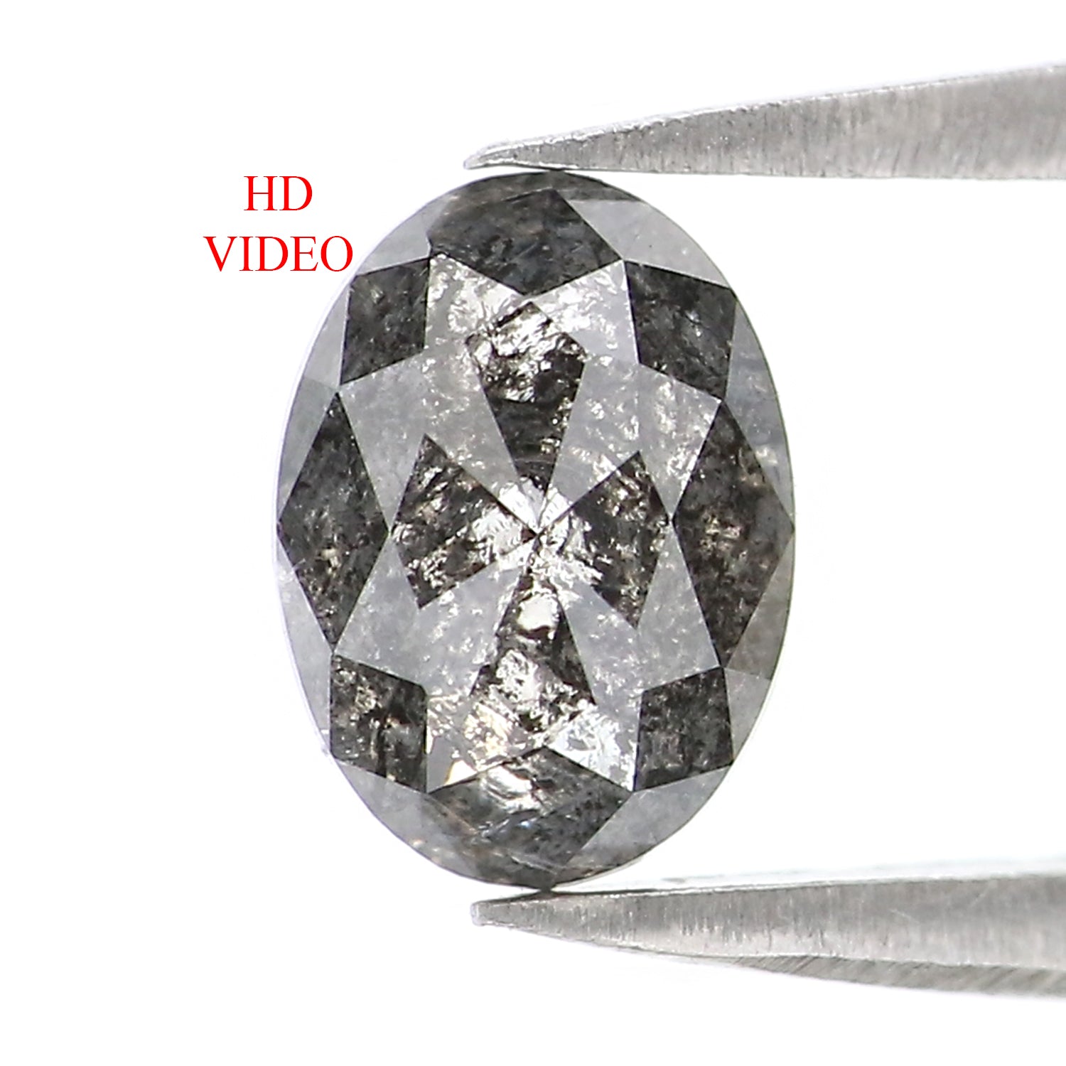 Natural Loose Oval Diamond, Salt And Pepper Oval Diamond, Natural Loose Diamond, Oval Rose Cut Diamond, 0.91 CT Oval Shape Diamond KR2701