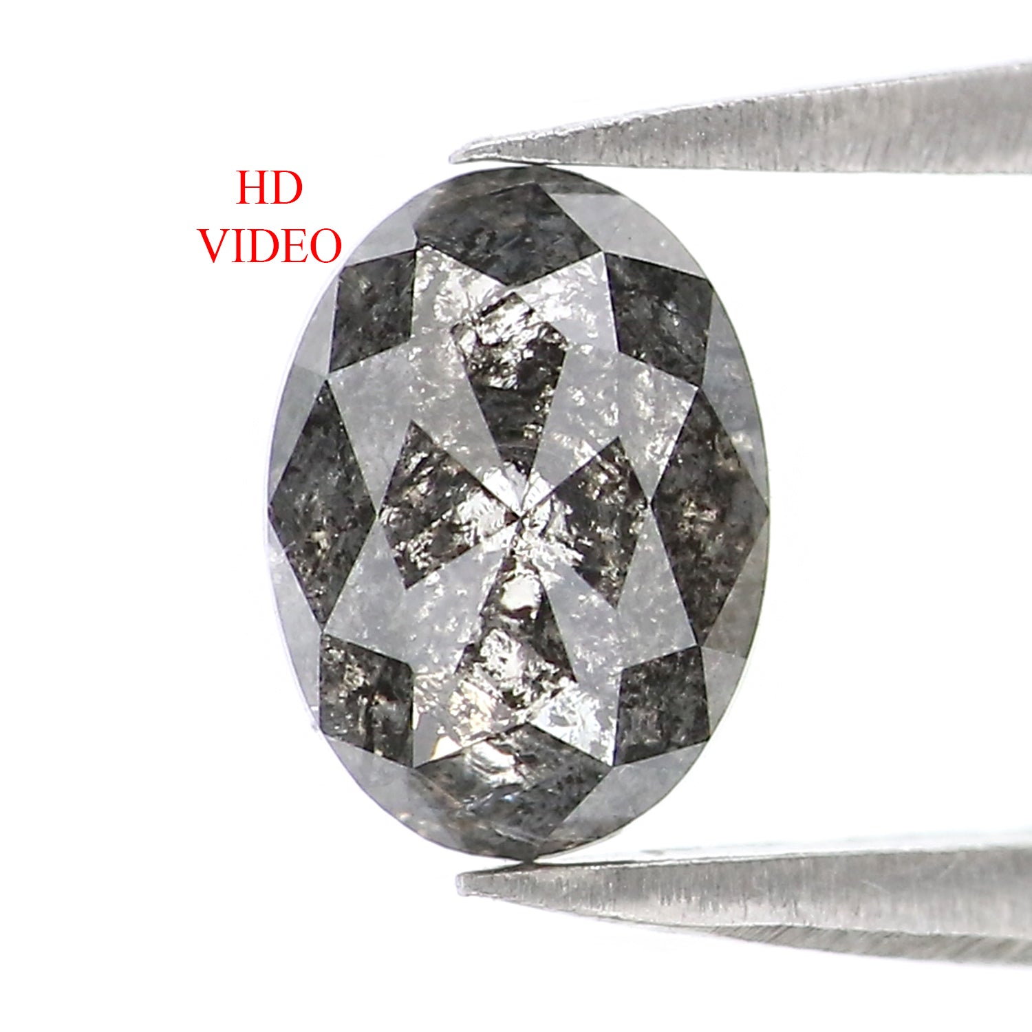 0.91 CT Natural Loose Oval Shape Diamond Salt And Pepper Oval Cut Diamond 6.75 MM Natural Black Grey Diamond Oval Rose Cut Diamond KQ2701