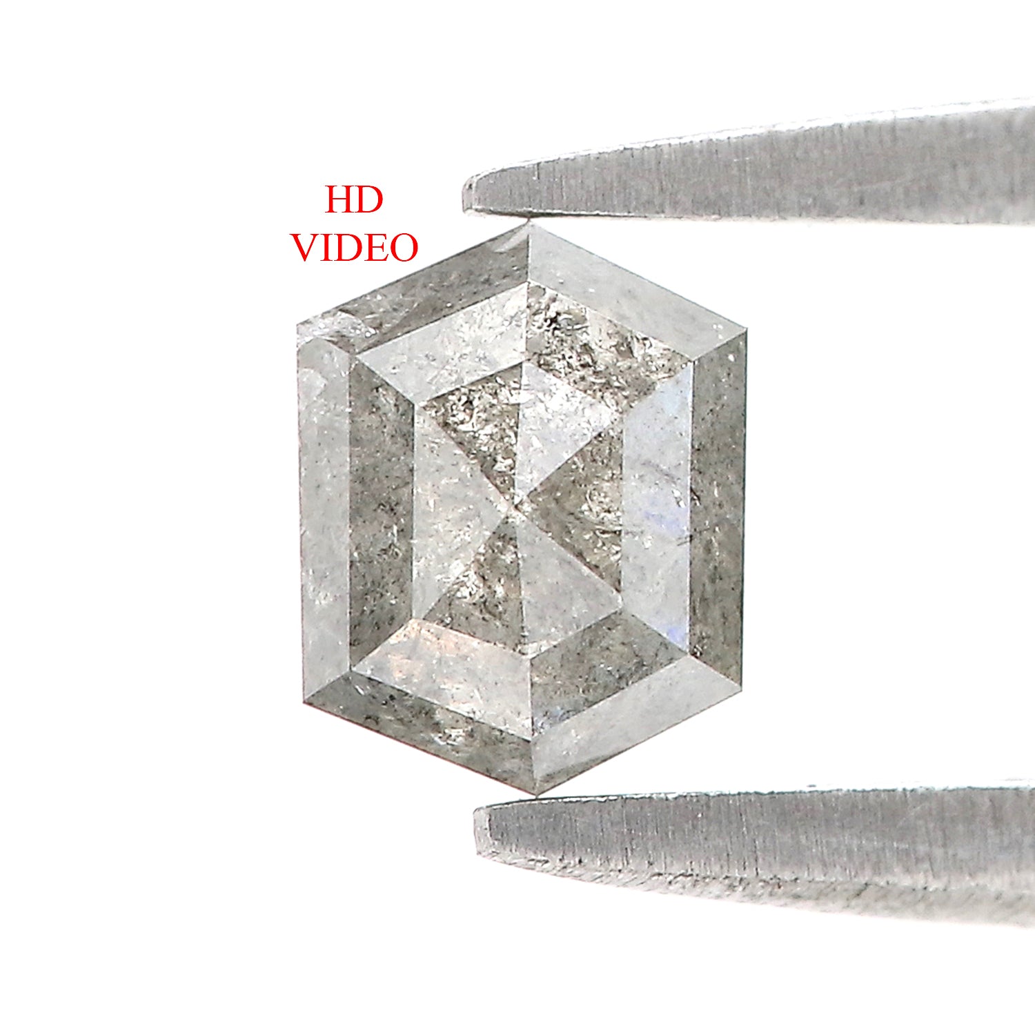 0.64 CT Natural Loose Hexagon Shape Diamond Salt And Pepper Hexagon Cut Diamond 5.75 MM Natural Grey Color Hexagon Rose Cut Diamond LQ809