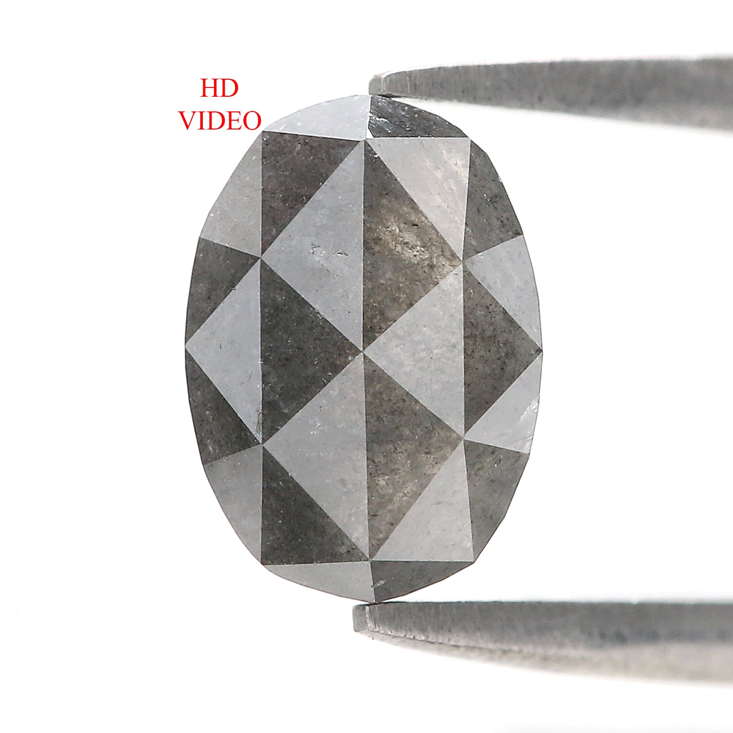 1.60 CT Natural Loose Oval Shape Diamond Salt And Pepper Oval Rose Cut Diamond 8.90 MM Black Grey Color Oval Shape Rose Cut Diamond QL2123