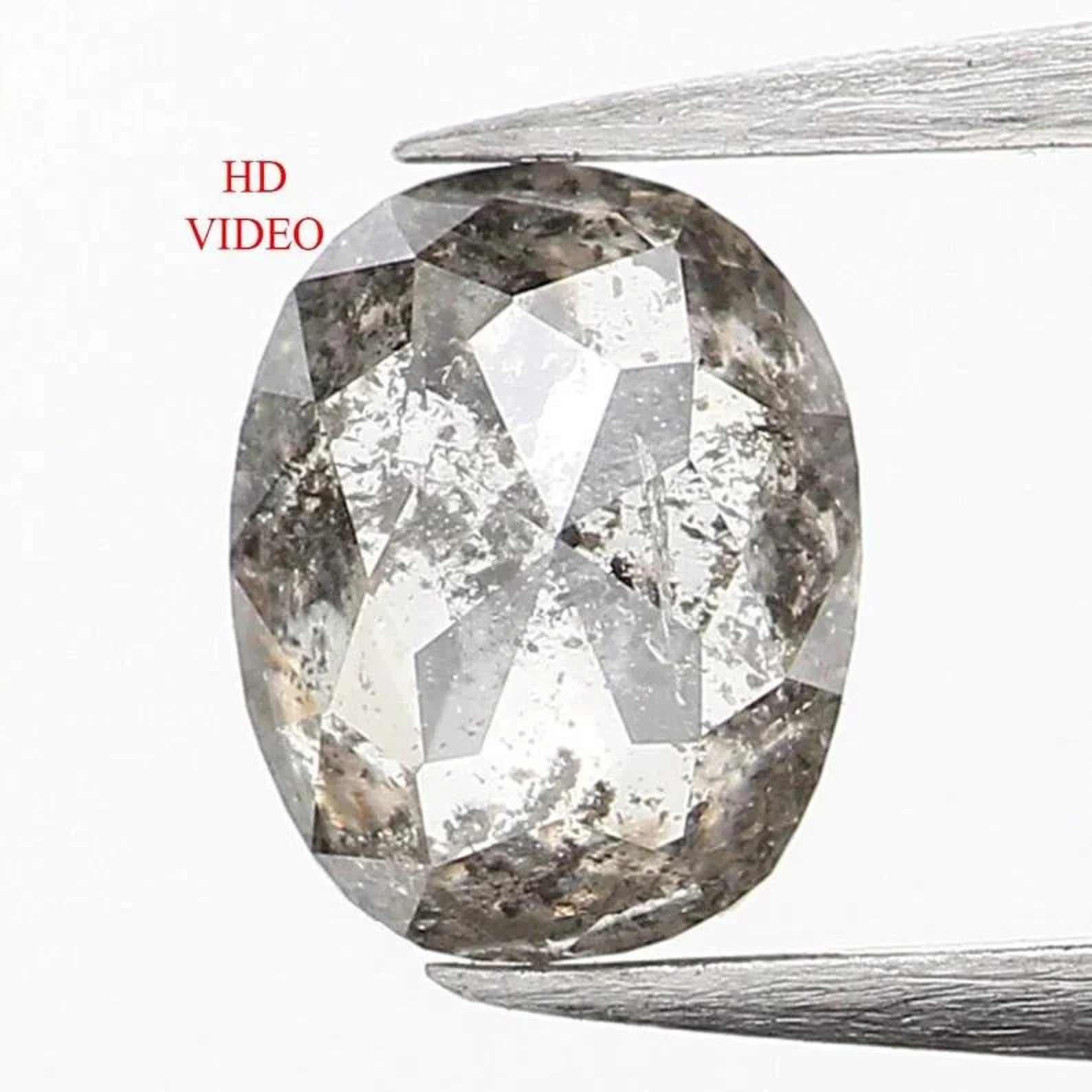 0.34 CT Natural Loose Oval Shape Diamond Salt And Pepper Oval Diamond 4.80 MM Natural Loose Black Grey Color Oval Rose Cut Diamond NQ1057