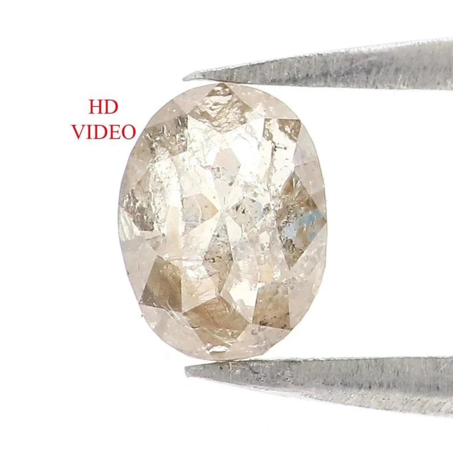 0.57 CT Natural Loose Oval Shape Diamond Salt And Pepper Oval Diamond 6.05 MM Natural Loose Black Grey Color Oval Rose Cut Diamond NQ2359