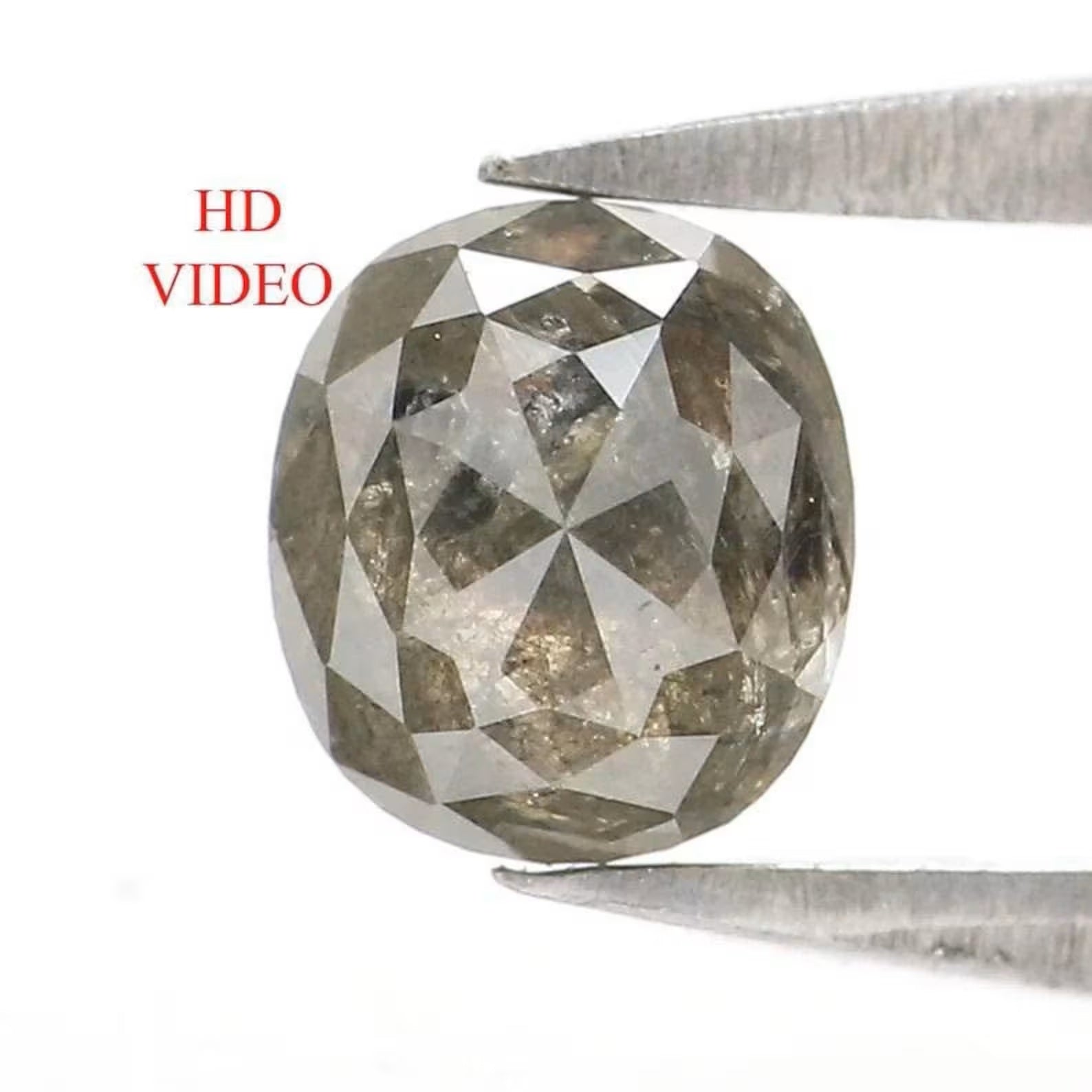 1.07 CT Natural Loose Oval Shape Diamond Salt And Pepper Oval Diamond 5.75 MM Natural Loose Black Grey Color Oval Rose Cut Diamond NQ2363