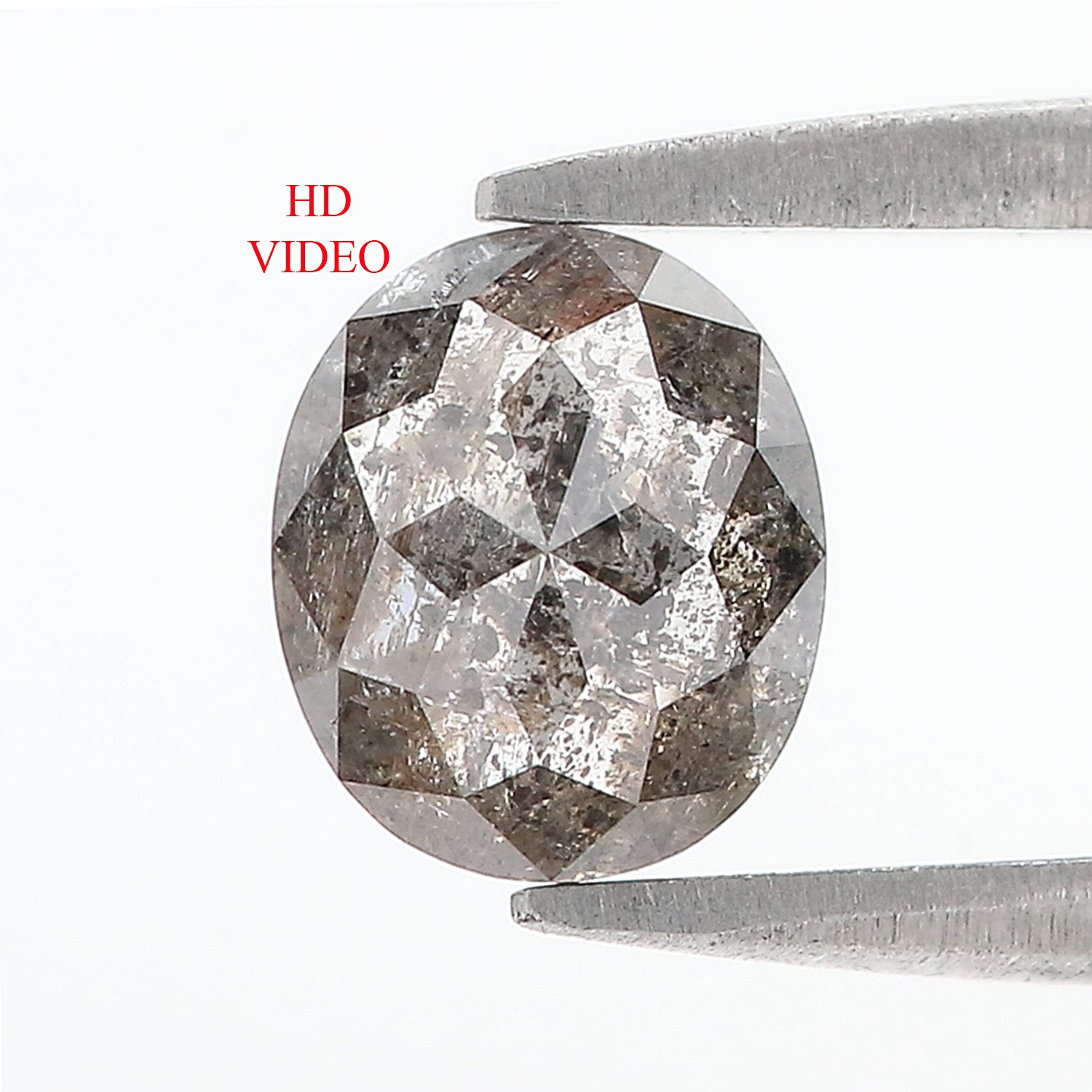 1.33 CT Natural Loose Oval Shape Diamond Salt And Pepper Oval Diamond 7.50 MM Natural Loose Black Grey Color Oval Rose Cut Diamond L3413