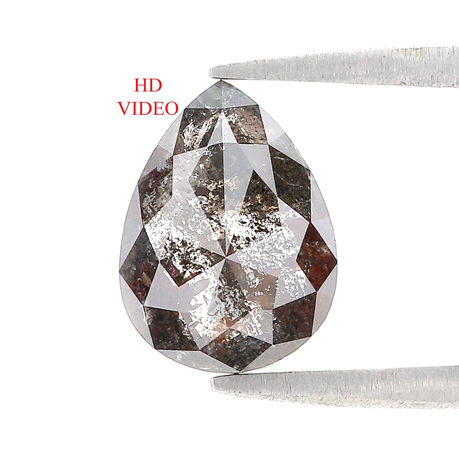 2.53 CT Natural Loose Pear Shape Diamond Salt And Pepper Pear Cut Diamond 10.35 MM Natural Black Grey Diamond Pear Rose Cut Diamond L3479