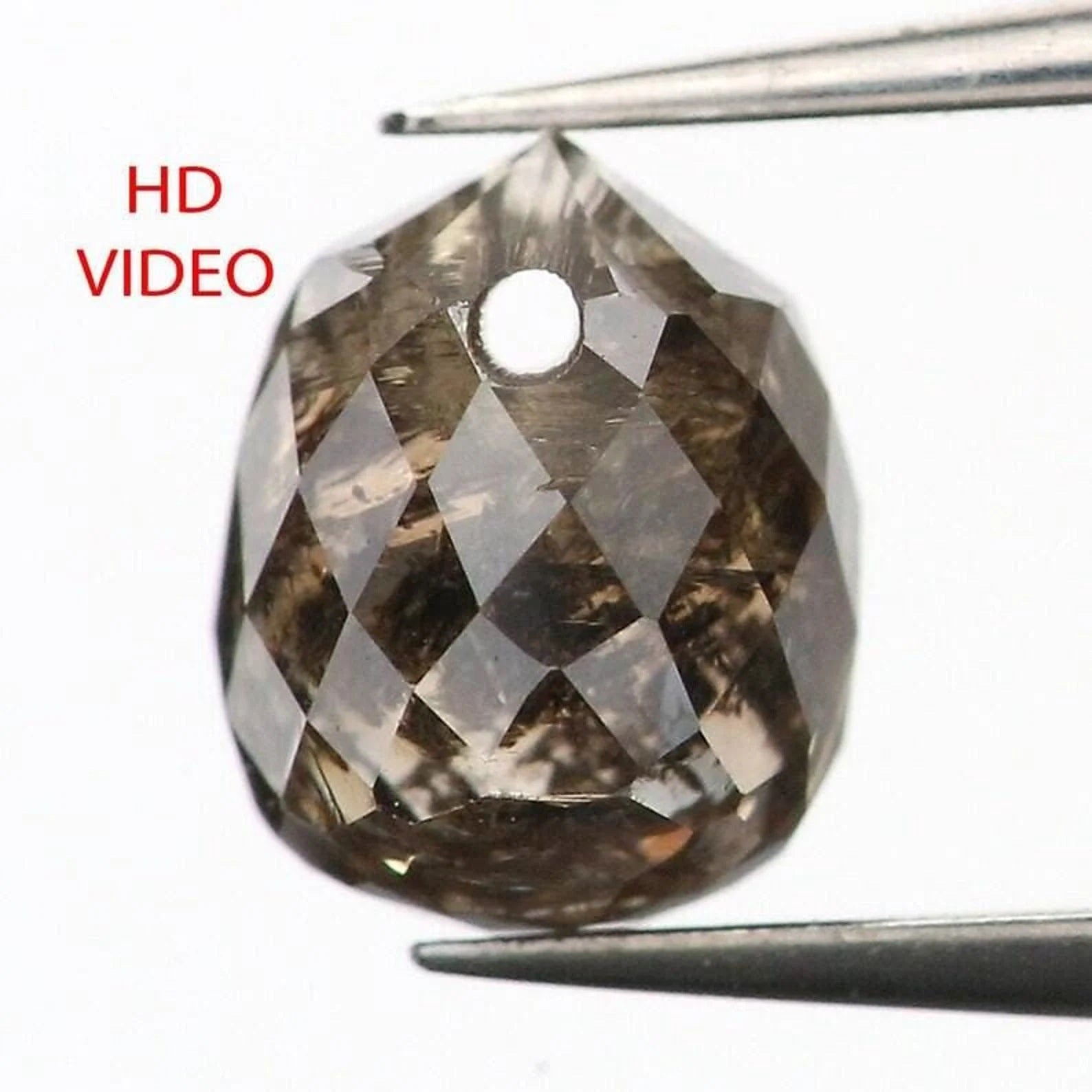 0.65 Ct Natural Loose Briolette Shape Diamond Brown Color Drop Cut Diamond 4.80 MM Natural Loose Brown Color Drop Rose Cut Diamond NQ411