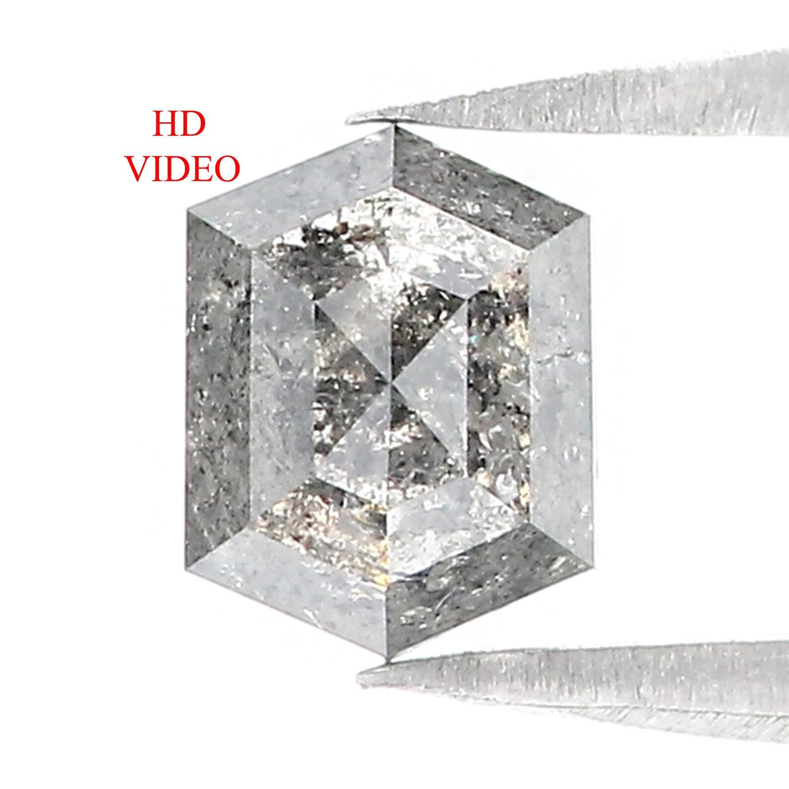 0.95 CT Natural Loose Hexagon Shape Diamond Salt And Pepper Hexagon Cut Diamond 6.40 MM Natural Loose Hexagon Shape Rose Cut Diamond QN1448