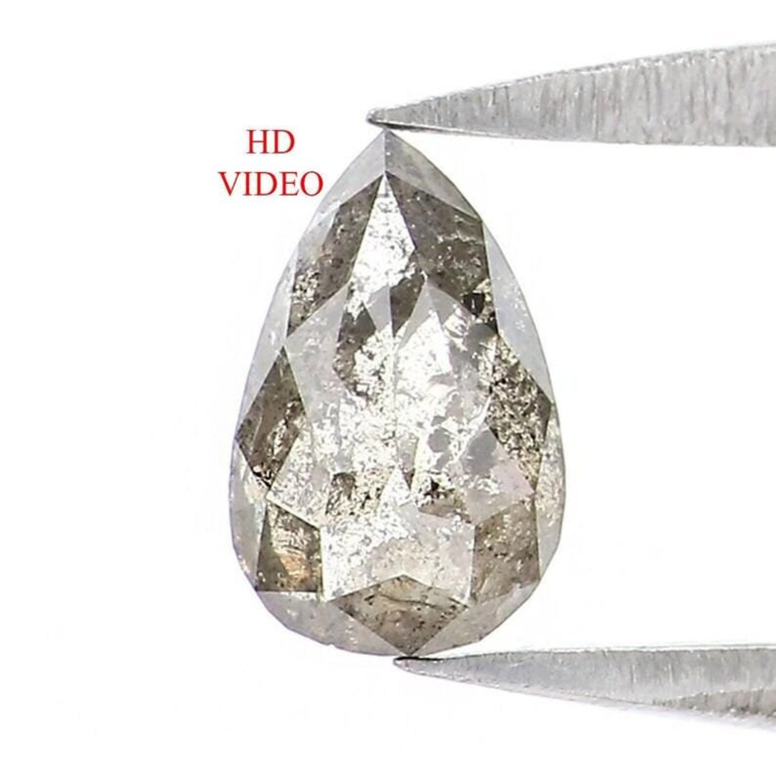 0.40 CT Natural Loose Pear Shape Diamond Salt And Pepper Pear Diamond 6.05 MM Natural Loose Black Grey Color Pear Rose Cut Diamond NQ2104