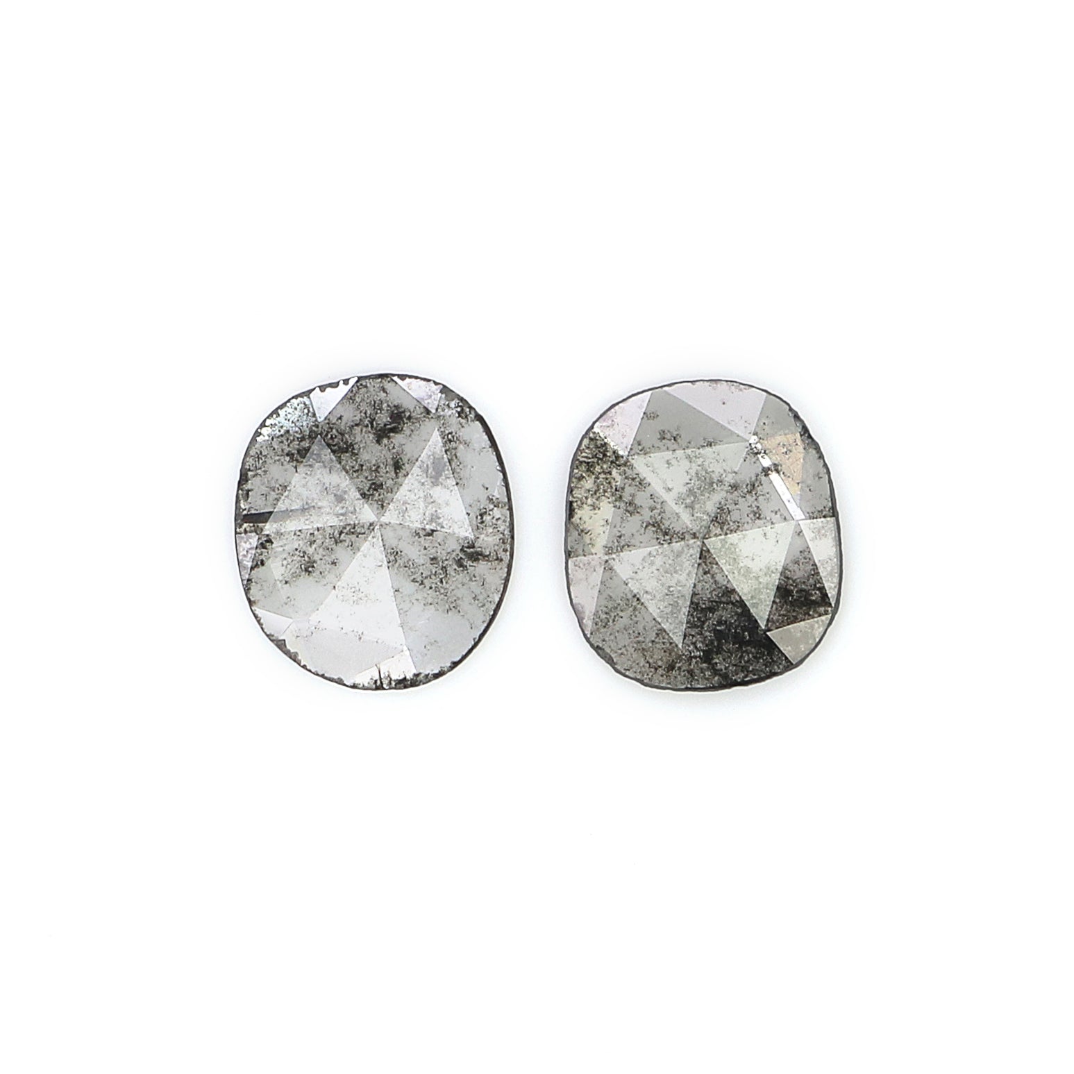 0.70 CT Natural Loose Slice Shape Diamond Salt And Pepper Slice Uncut Diamond 7.35 MM Natural Black Grey Color Slice Rose Cut Diamond N2643