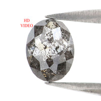 Natural Loose Oval Salt And Pepper Diamond Black Grey Color 0.37 CT 5.34 MM Oval Shape Rose Cut Diamond KR2584