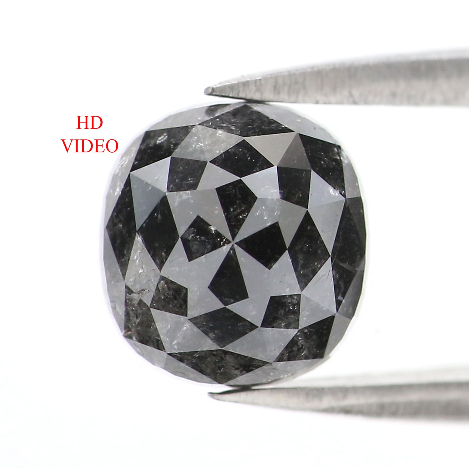 2.66 CT Natural Loose Cushion Shape Diamond Salt And Pepper Cushion Shape Diamond 7.60 MM Black Grey Color Cushion Rose Cut Diamond LQ2835