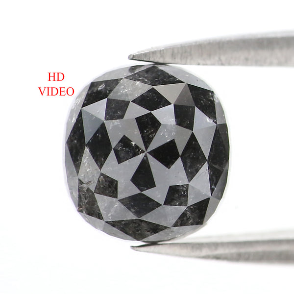 Natural Loose Cushion Diamond, Salt And Pepper Diamond, Natural Loose Diamond, Cushion Rose Cut Diamond, 2.66 CT Cushion Shape Diamond L2835