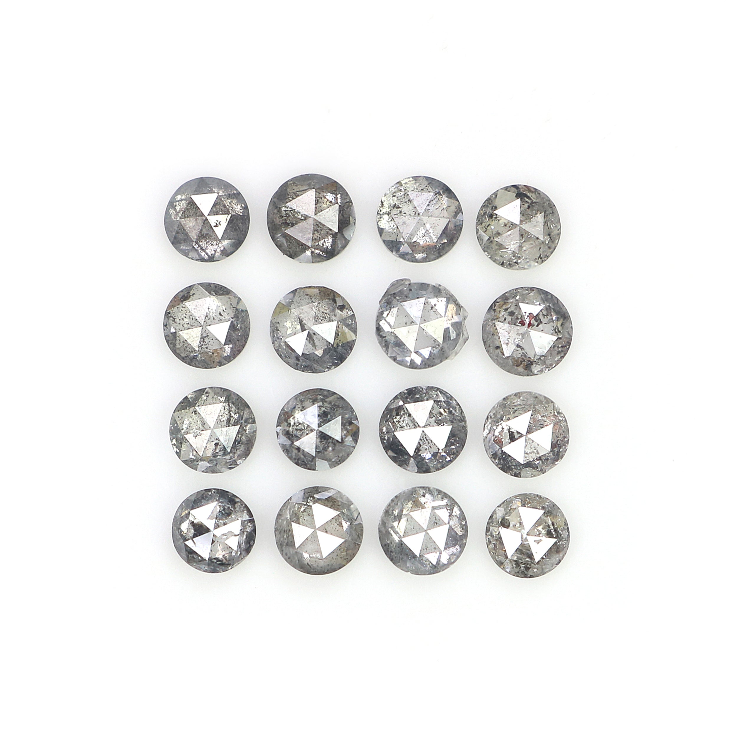 0.96 Ct Natural Loose Round Rose Cut Diamond Salt And Pepper Round Cut Diamond 2.30 MM Natural Black Grey Color Round Rose Cut Diamond L1553