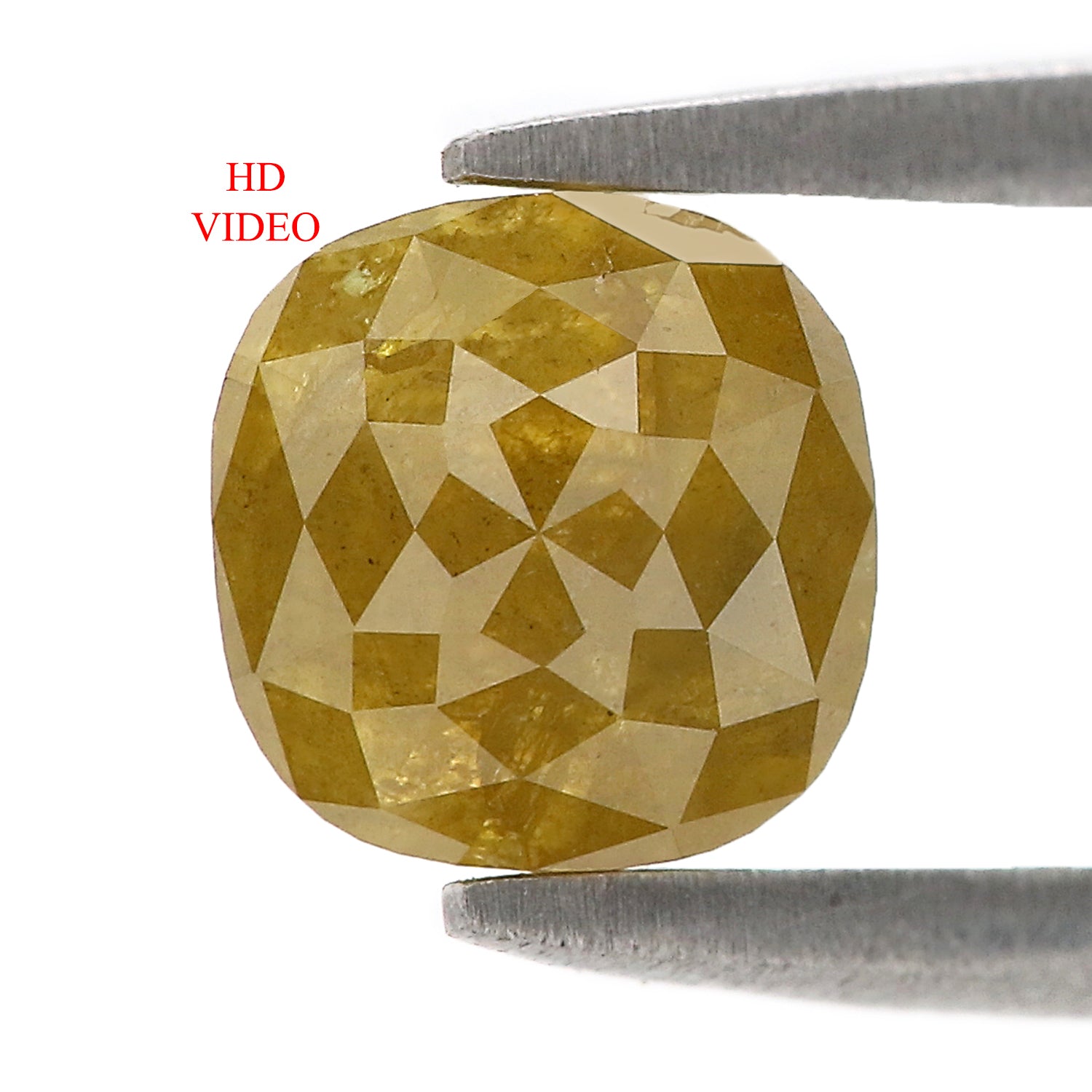 Natural Cushion Yellow Diamond 1.32 CT Loose Rose Cut Yellow Stone 6.15 MM Rustic Diamond Cushion Diamond For Custom Engagement Ring L3657