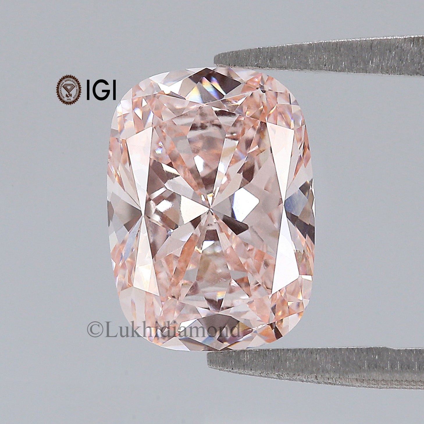 2.58 CT IGI Certified Cushion Brilliant Cut Diamond Fancy Intense Pink Color VVS2 Clarity Lab Grown Diamond Lab Created CVD Diamond L3331