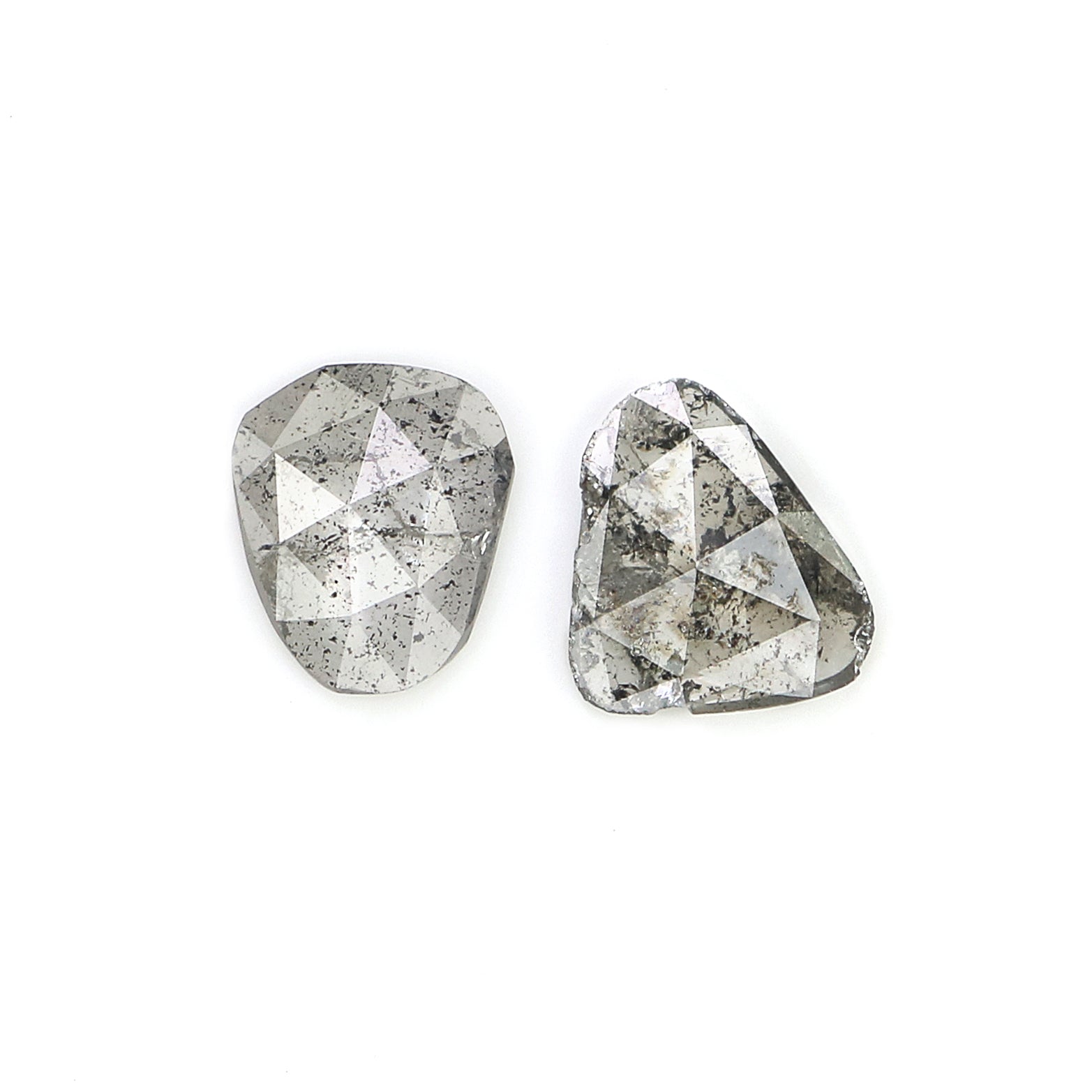 Natural Salt And Pepper Slice Diamond Pair Black Grey Loose Flat Diamond For Custom Galaxy Earrings Rustic Diamond Earring Stone L3622