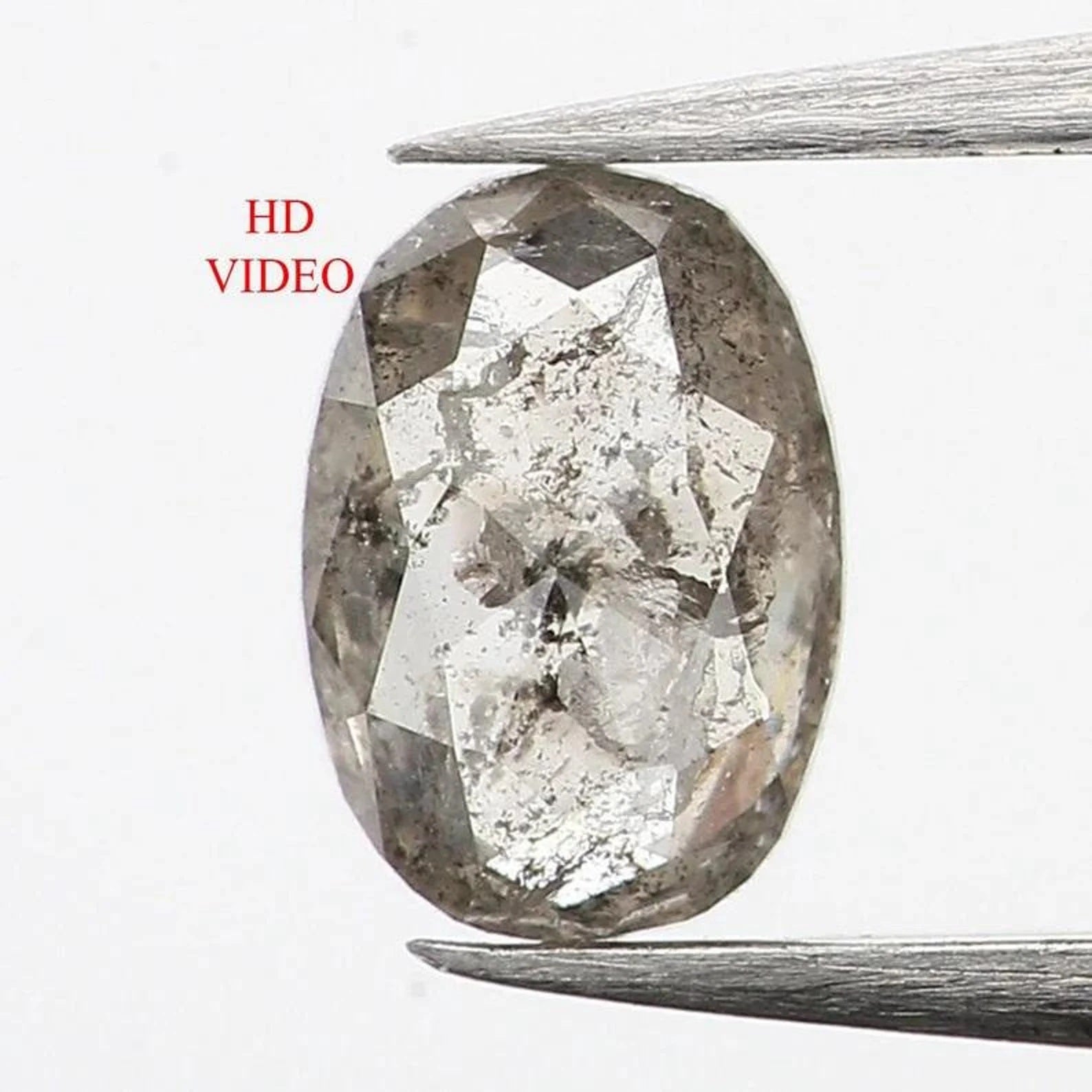 0.37 CT Natural Loose Oval Shape Diamond Salt And Pepper Oval Diamond 5.30 MM Natural Loose Black Grey Color Oval Rose Cut Diamond NQ1146